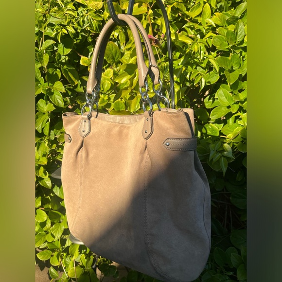 COACH Suede Taupe Tote Bag Silver hardware - Picture 12 of 13